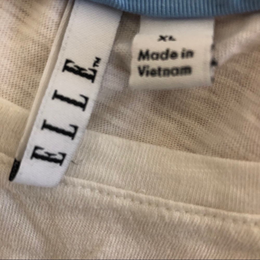 Elle white & blue Paris /French themed top size XL - Picture 4 of 8